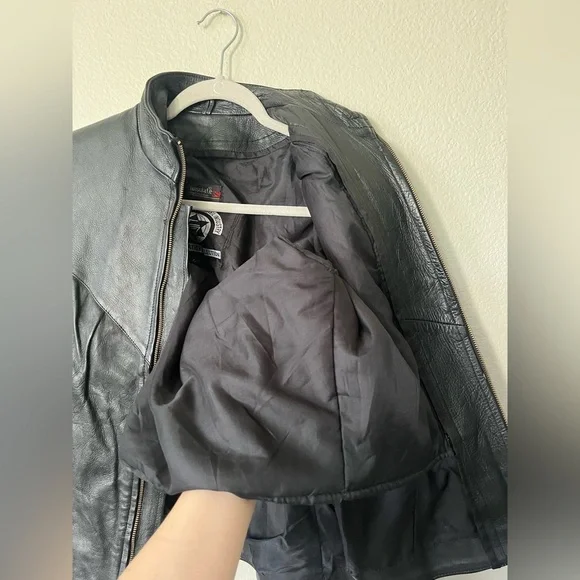 Motorcycle Apparel Industry Shaf Black Motorcycle Leather Jacket Men’s Size L - Picture 6 of 15